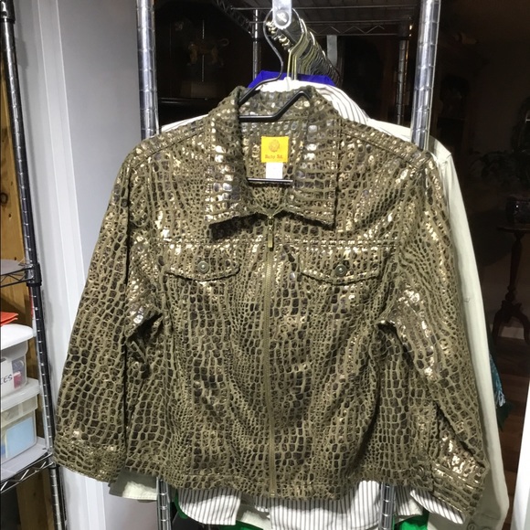 Ruby Rd Zip Up Brown & Gold Blazer - Picture 16 of 16